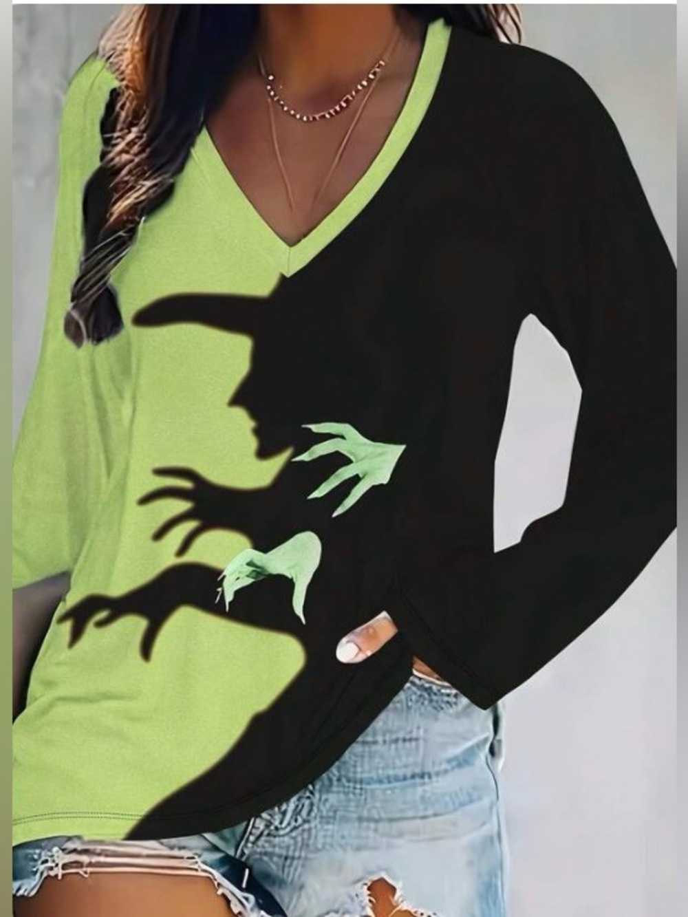 2X Wicked Witch shadow long sleeve tee - Picture 1 of 11